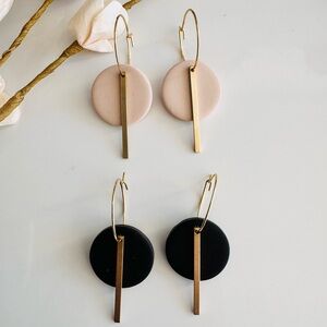 Polymer clay hoops earrings, surgical steel hoops. handmade, brand new